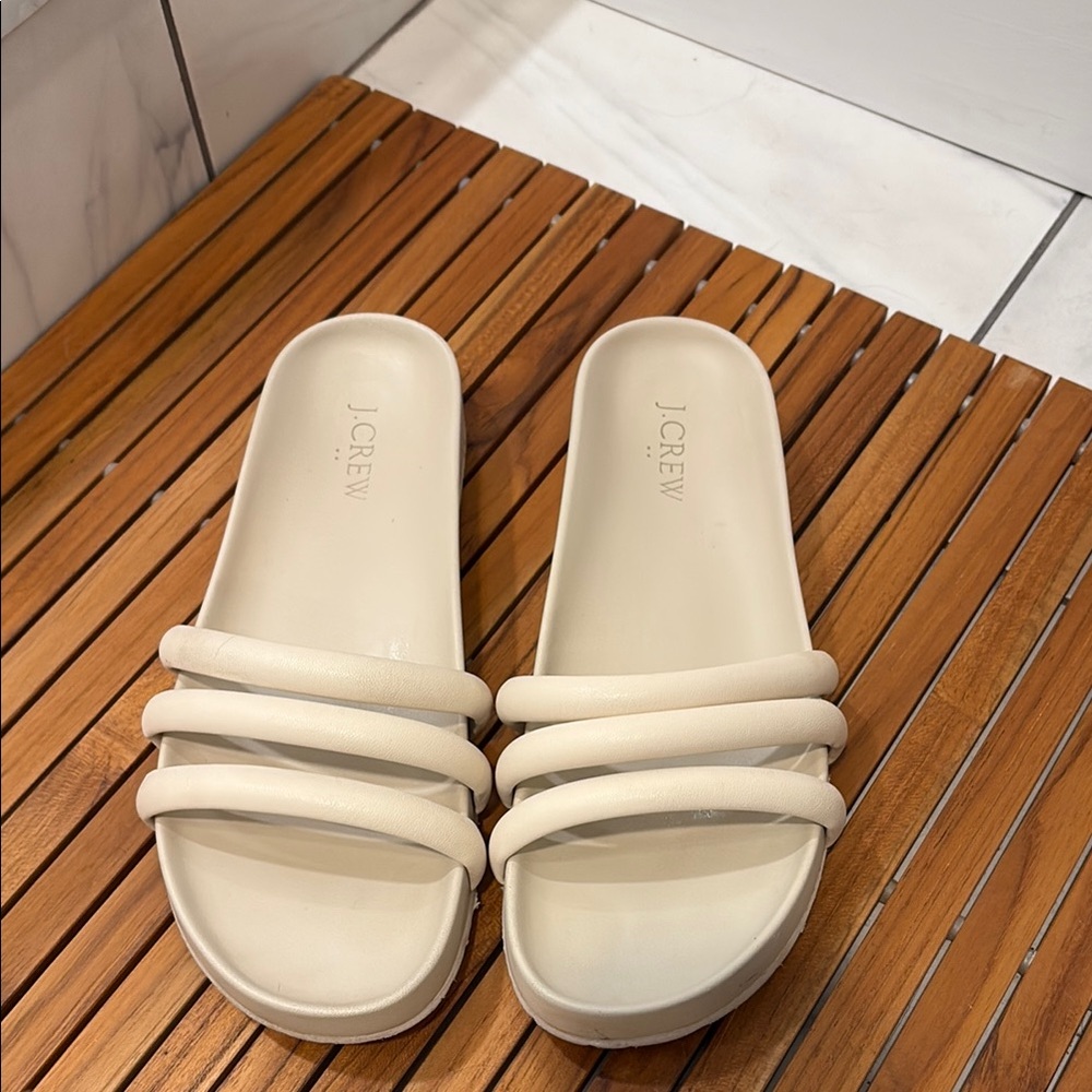 J. Crew Women's Cream Slide Sandals 8